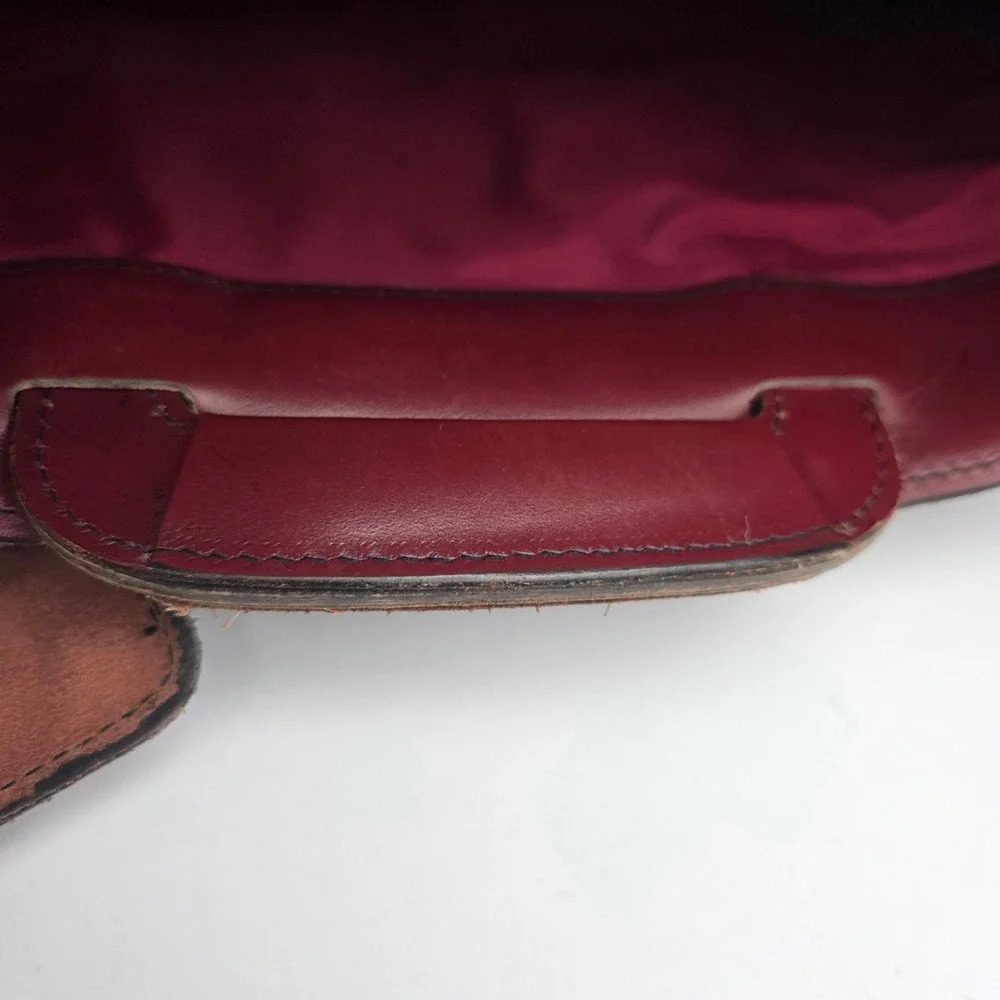Maximillian Top Grain Cowhide Leather Laptop Bag Briefcase Burgundy Vintage